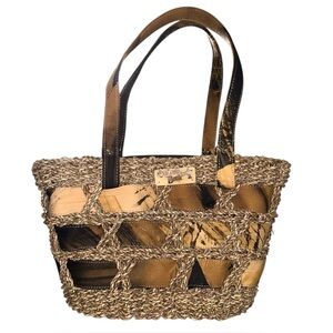 Caribelle Batik St. Kitts Medium Brown Straw and Canvas Tote Romney Manor Boho